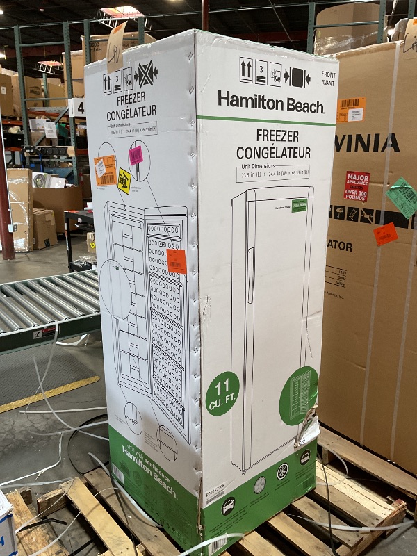 Photo 1 of Hamilton Beach Upright Freezer, Deep Freeze, Stainless Steel Freezer with Drawer Compartments, 11 cu. ft. Freezer – 25”D x 23.6”W x 66.5”H