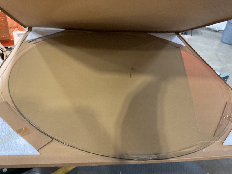 Photo 1 of [Tempered Glass] 55" x 55" Round Glass Chair Mat, Heavy Duty Hard Floor Mat with Round Corner and Polished Edge, Office Chair Mat for Carpet Office Home Hardwood Floor Desk