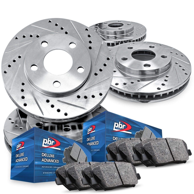 Photo 1 of 200876697 R1 Concepts Front Rear Silver Drilled and Slotted Brake Rotors with Ceramic Pads,
Hardware Kit, and Sensor Wire For 2007-200
