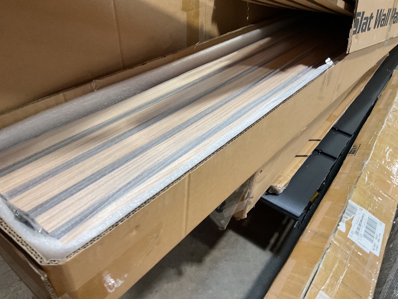 Photo 1 of Art3d 4-Piece Wood Slat Acoustic Panels for Stylish Decor and Noise Reduction, 3D Textured Panel for Ceiling and Wall, Oak