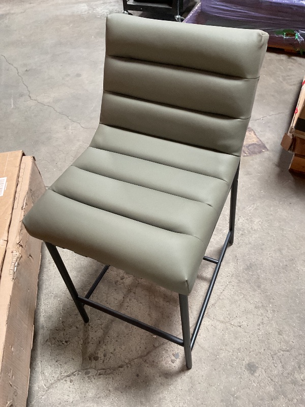 Photo 1 of Meridian Furniture 813Olive-C Burke Collection Modern | Contemporary Counter Stool with Soft Olive Green Vegan Leather, Vegan Leather Straps, Matte Black Metal Frame, 18" W x 24" D x 37.5" H, Green