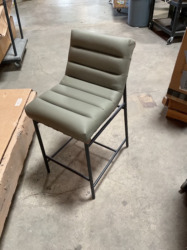 Photo 1 of Meridian Furniture 813Olive-C Burke Collection Modern | Contemporary Counter Stool with Soft Olive Green Vegan Leather, Vegan Leather Straps, Matte Black Metal Frame, 18" W x 24" D x 37.5" H, Green