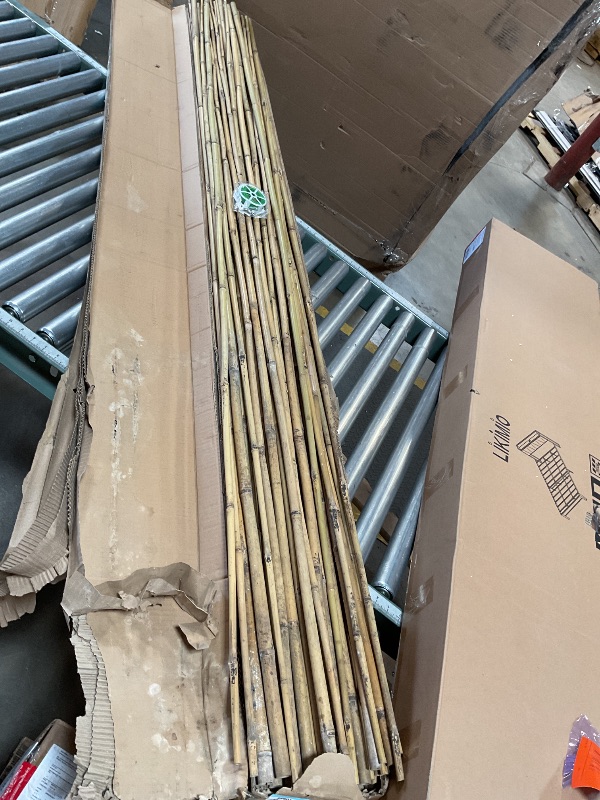 Photo 1 of 50 Pack 8ft Bamboo Plant Stakes for Wood Garden Sticks?Wooden Plant Supports?Bamboos?Bamboo Trellis?Crafts, More Size Choices 8"/12"/16"//2'/3'/4'/5'/6'/8'
