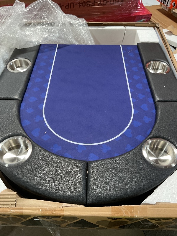 Photo 1 of POKERPAL 8 Player Poker Table with 2 Interchangeable Game mats, Texas Holdem Poker and Blackjack, Collapsible Casino Table with Padded Rails and XXL Cup Holders for Wine and Whiskey Glasses, (71 in)