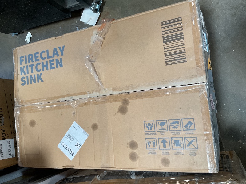 Photo 1 of TUKTUK White Farmhouse Sink 33X20 Fireclay Farm Sink for Kitchen Apron Undermount Kitchen Sink Single Bowl Big Capacity Deep Drop-in Modern Kitchen Sink with Luxury Bottom Grid & Strainer Drain