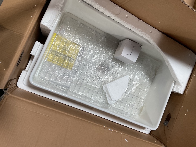 Photo 1 of TUKTUK White Farmhouse Sink 33X20 Fireclay Farm Sink for Kitchen Apron Undermount Kitchen Sink Single Bowl Big Capacity Deep Drop-in Modern Kitchen Sink with Luxury Bottom Grid & Strainer Drain