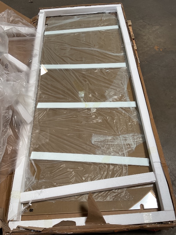 Photo 1 of 30" W ×78" H Shower Glass Panel, Frameless Fixed Glass Shower Panel with Clamps, 3/8"(10mm) Thick Clear Tempered Glass Shower Door, Bathroom Shower Screen in Brushed Gold