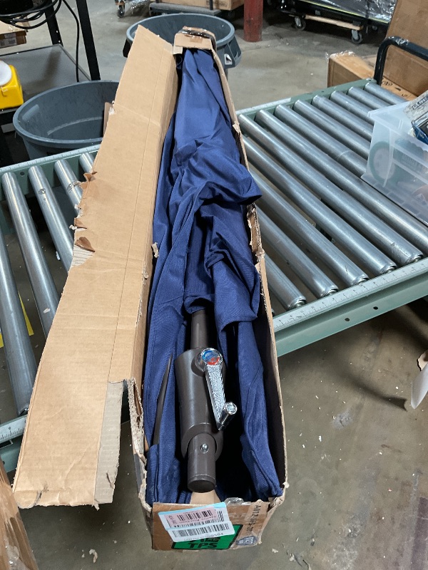 Photo 1 of *BASE NOT INCLUDED* JEAREY 6.5x10ft Olefin Rectangular Patio Umbrella Outdoor Umbrella with Auto Tilt Crank System,Market Table Umbrella UV Protection Fade-Resistant for Pool Deck Garden Backyard,Navy