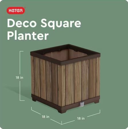 Photo 1 of 18 in. Deco Modern Outdoor Brown Resin Cube Self Watering Planter (1-Pack)