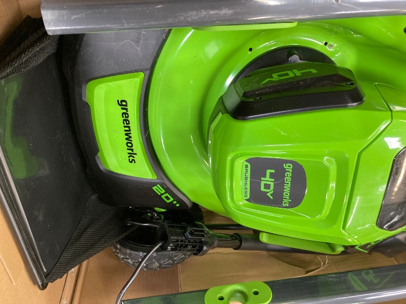 Photo 1 of Greenworks 40V 20" Brushless Push Mower, 4.0Ah Battery (Aluminum Handles + Light)