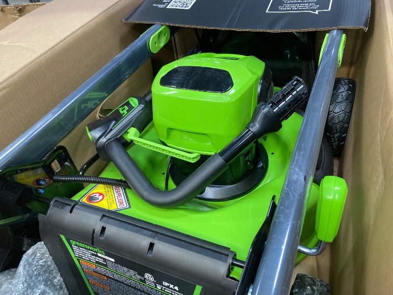 Photo 1 of Greenworks 40V 20" Brushless Push Mower, 4.0Ah Battery (Aluminum Handles + Light)