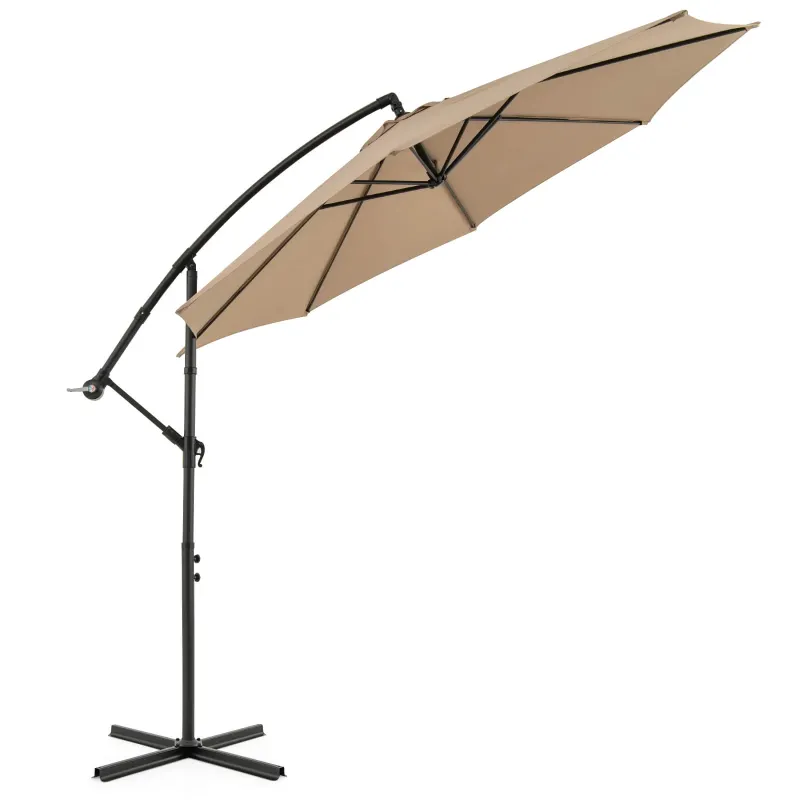 Photo 1 of 10ft Patio Umbrellas Offset?Outdoor Umbrella Cantilever Hanging Umbrellas with Infinite Tilt,Fade Resistant Waterproof Fabric & Base,for Yard,Garden,Home,Pool & Deck,Navy
