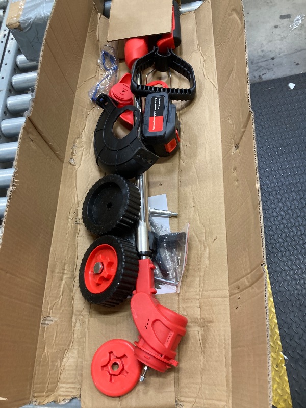 Photo 1 of **MISSING PARTS**Electric Cordless Grass Trimmer, Cordless Weed Eaters Wacker, 24V 650W Battery Operated Weedeaters, Weed Lawn Edger Eater, Electric Grass Cuting Machine with Wheels for Garden Use
