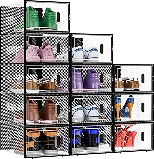 Photo 1 of 15 pcs-Shoe Boxes Clear Plastic Stackable Shoe Containers with Lids for Size 10, Black