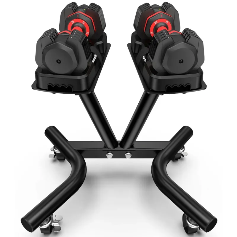 Photo 1 of LNOW Adjustable Dumbbell Stand with Lockable Wheels, 265LBS Dumbbell Rack with Safety Belt Dumbbell Storage Stand Holder for Home Gym
