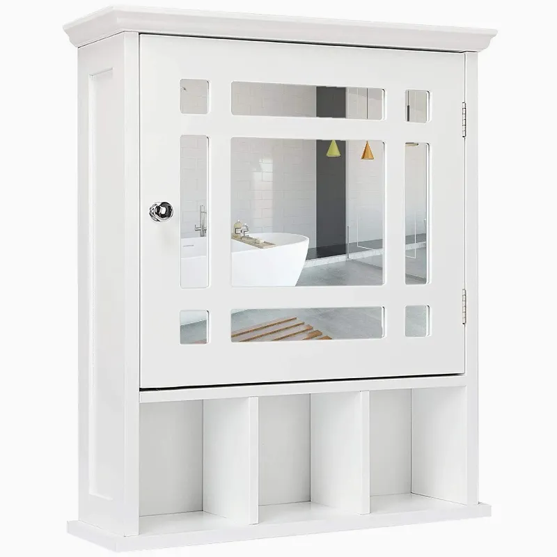 Photo 1 of *****missing parts****Ktaxon Wall Mounted Bathroom Cabinet Medicine Cabinet Storage Cabinet Organizer with Mirror Door and Adjustable Shelf, White
