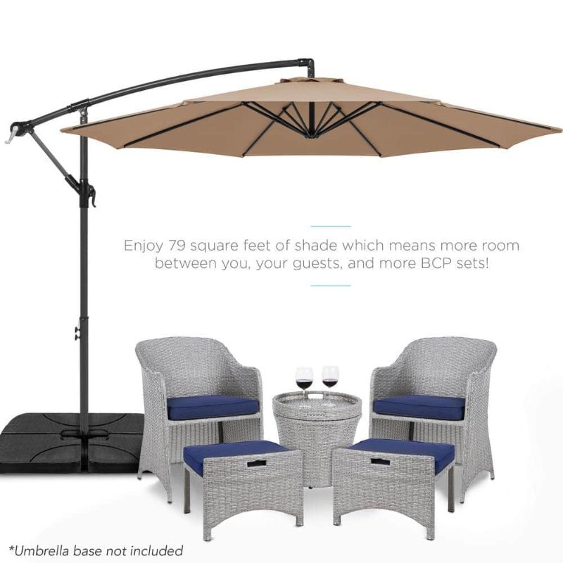 Photo 1 of 0 ft. Aluminum Offset Round Cantilever Patio Umbrella with Easy Tilt Adjustment in Tan