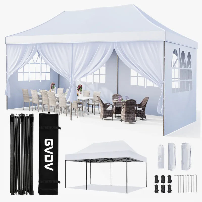 Photo 1 of ***PARTS ONLY***
GVDV 10' x 20' Pop up Canopy Tent Party Tent Outdoor Event Instant Tent Gazebo with Removable Sidewalls and Carry Bag, White
