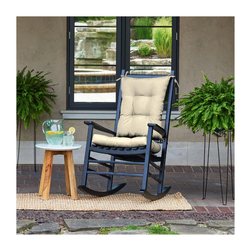 Photo 1 of Arden Plush Indoor/Outdoor Rocking Chair Cushion Set, 18 x 20, Water Repellent, Fade Resistant, Tufted Cushion for Rocking Chairs 18 x 20, Tan Leala