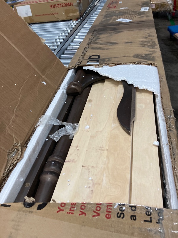 Photo 1 of ***PARTS ONLY***
Merax King Size Vintage Country Style Wood Four Poster Platform Bed with 56.9" High Crown-Like Headboard, No Box Spring Needed, Brown