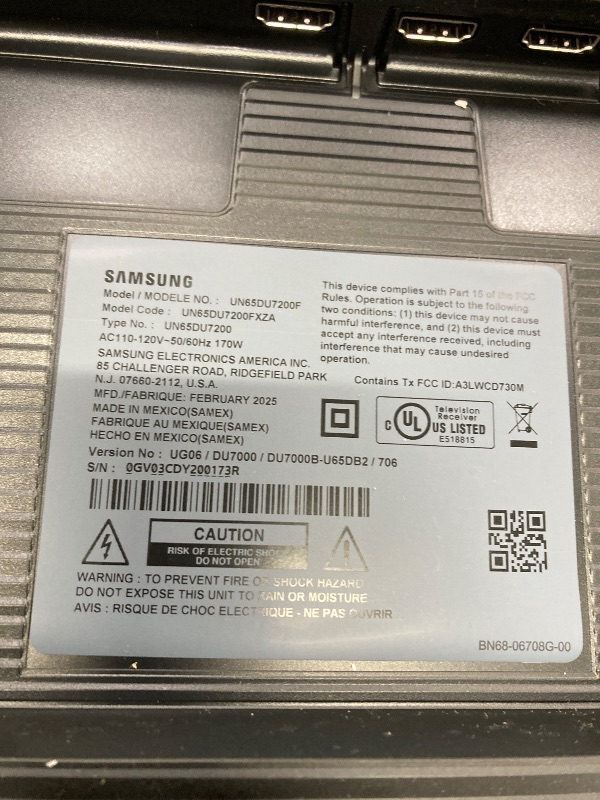 Photo 1 of ***PARTS ONLY, BROKEN SCREEN****SAMSUNG 65-Inch Class Crystal UHD 4K DU7200 Series HDR Smart TV w/Object Tracking Sound Lite, PurColor, Motion Xcelerator, Mega Contrast, Q-Symphony (UN65DU7200, 2024 Model)