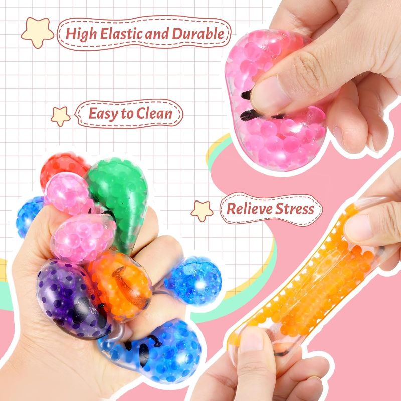Photo 1 of ***NOT HEART SHAPED, BALLS*** 24 PCS Valentines Stress Ball with CardsStretchy Balls Valentine SquishiesToys for Kids Exchange Gifts Valentines Fidget Squeeze Toys Classroom Favors Party Supplies