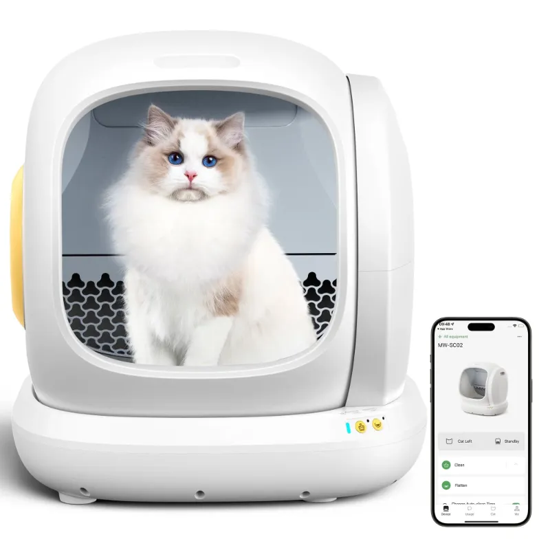 Photo 1 of ***HAS LARGE CRACK ON SIDE***Smart Automatic Self-Cleaning Cat Litter Box, APP Control/Integrated Safety Protection,White
