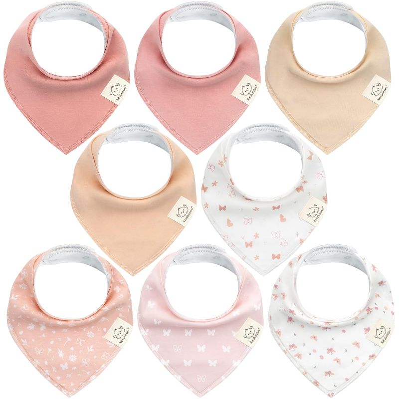 Photo 1 of 8-Pack Organic Baby Bandana Bibs for Girls - Super Absorbent Triangle Baby Bibs for Drooling and Teething Infant, 100% Cotton Extra Soft for Newborn, Infant 0-36 Months (Butterflies)