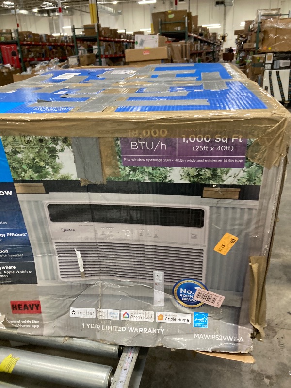 Photo 1 of Midea 18,000 BTU Smart Inverter Window Air Conditioner with APP, Alexa Control, 208/230V AC Unit Cools up to 1,000 Sq. Ft, Quiet Operation, Energy Saving, Remote & Easy Installation Kit, White