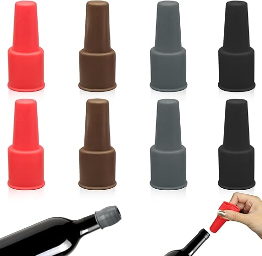 Photo 1 of 8 Pack Silicone Wine Bottle Stoppers, Reusable Sparkling Wine Bottle Stopper, Silicone Wine Sealing Plug, Wine Bottle Cover Caps for Keeping Wine Fresh,