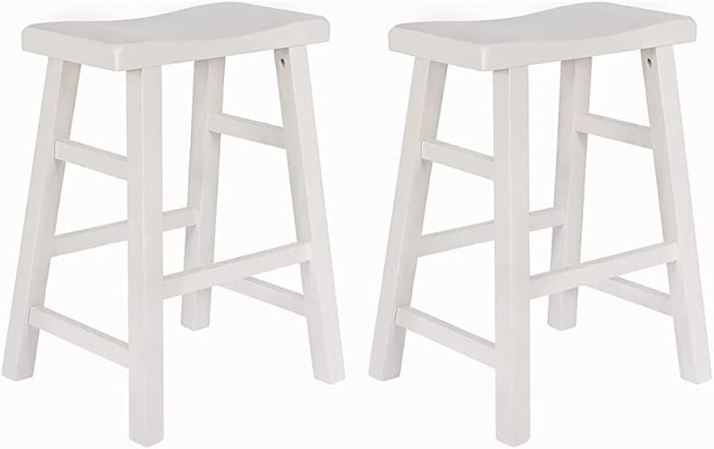 Photo 1 of 
Ktaxon Set of 2 Saddle Seat 24 Bar Stools Wood Dining Room Kitchen Pub Chair Brown