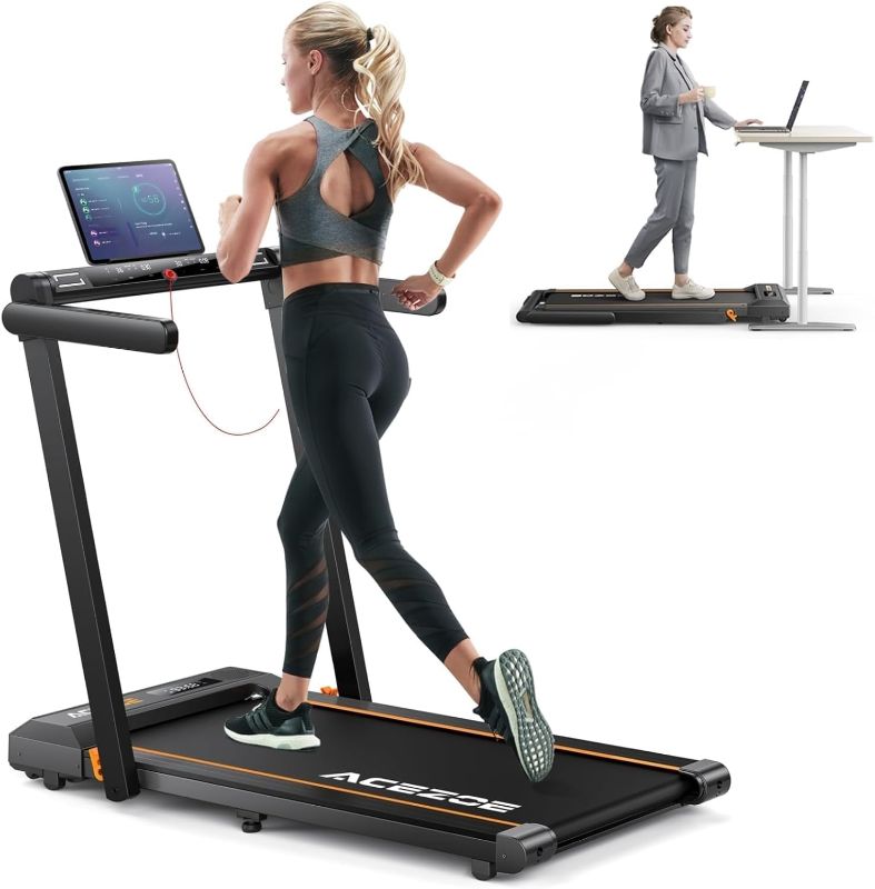Photo 1 of 2 in 1 Foldable Treadmill for Home, Under Desk With 12 HIIT Modes, Workout APPs and Touch Screen, 2.5HP Walking for Home Office, 265lbs Capacity, Installation-free
