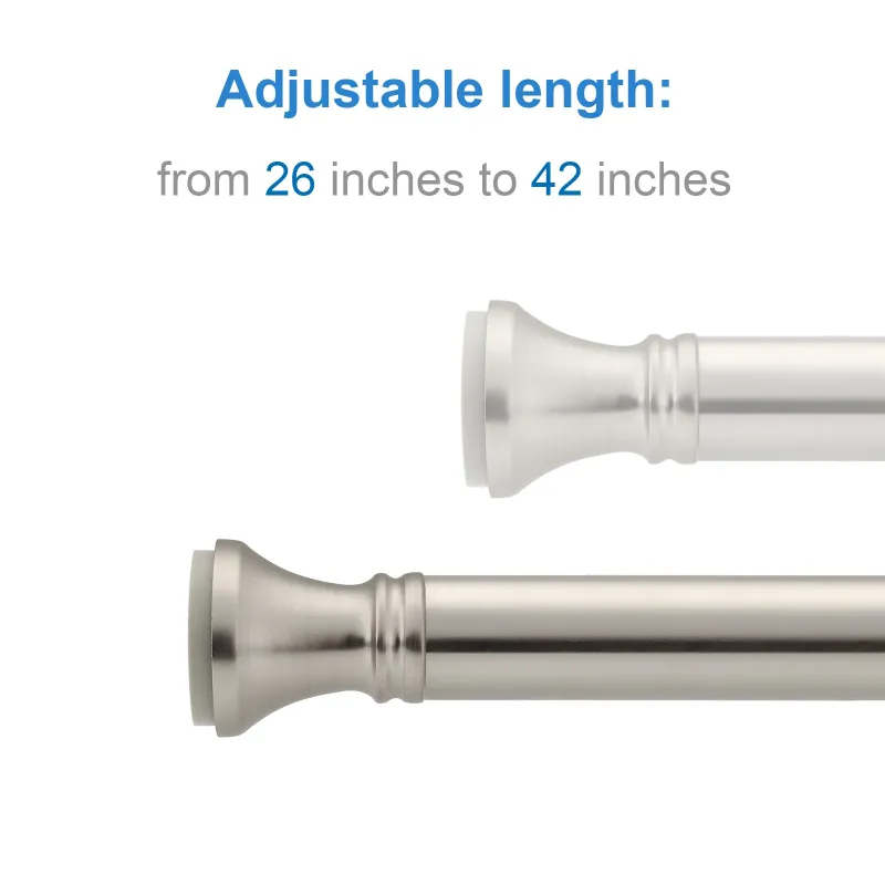 Photo 1 of AmazerBath Shower Curtain Rods Tension Adjustable, 26-42 inches Rust-Resistance Tension Curtain Rod Bathroom Rod, Spring Tension Shower Rods No Drill, Nickel
