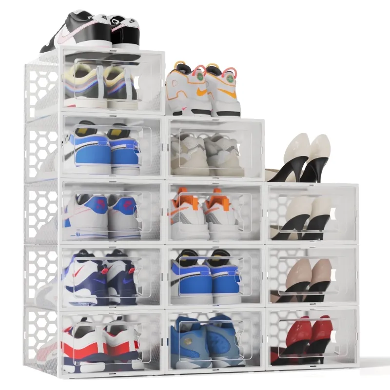 Photo 1 of 
RIOUSERY Plastic Shoe Boxes with Lids, tackable Dustproof Shoe Organizer for Closet, 12 Pack