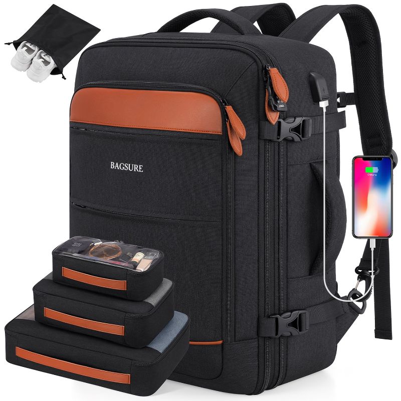 Photo 1 of 
Bagsure Travel Backpack for Men & Women Carry On Backpack Flight Approved Expandable 42L Waterproof Anti-Theft Personal Item Backpack with Packing Cubes and Shoe Pocket
