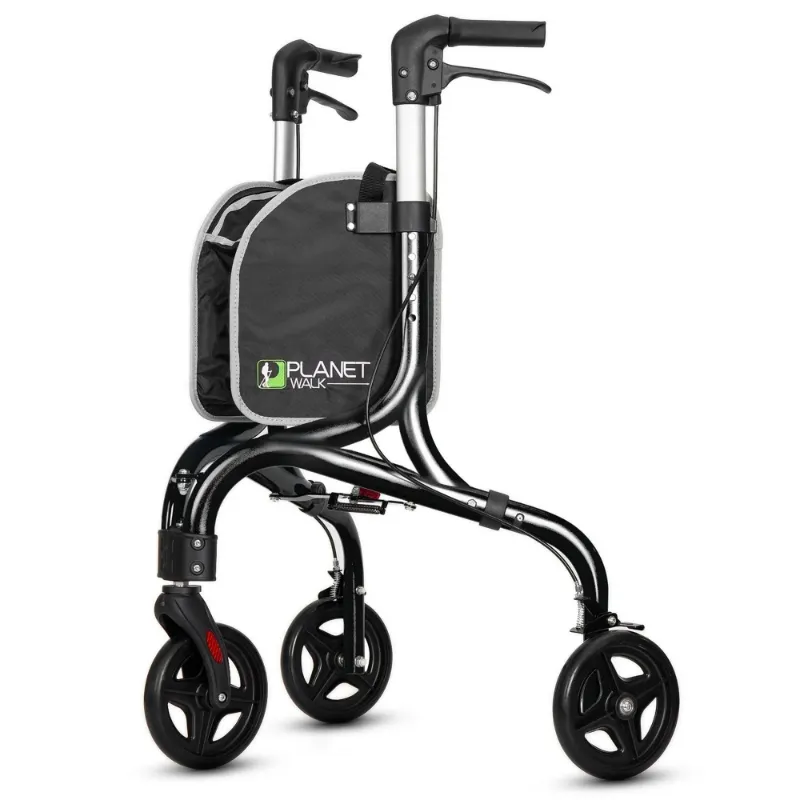 Photo 1 of 
Planetwalk Foldable Senior Mobility Walker - 3-Wheel Lightweight Adjustable Frame (Black)