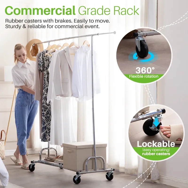Photo 1 of 
Hokeeper Heavy Duty Commercial Grade Garment Rack Portable Freestanding Modern Clothes Rack, Silver