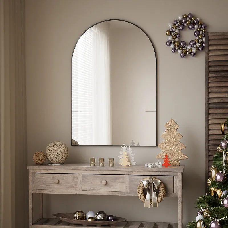 Photo 1 of 
BEAUTYPEAK 24"x 36" Bathroom Mirror Wall Vanity Arched Mirror, Black