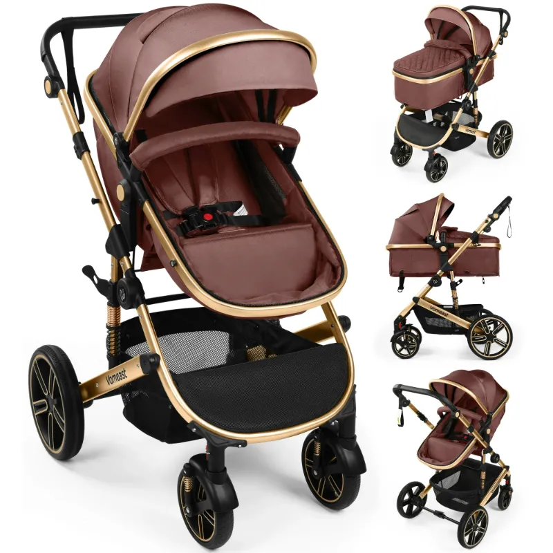 Photo 1 of 
Vomeast Baby Stroller, Foldable Aluminum Alloy Stroller with Reversible, Travel Stroller for Newborn Infant, Brown