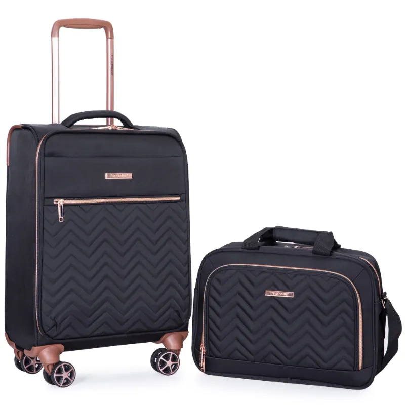 Photo 1 of 
Travelhouse 2 Piece Carry On Luggage Softside Lightweight Suitcase with Spinner Wheels.(Black)