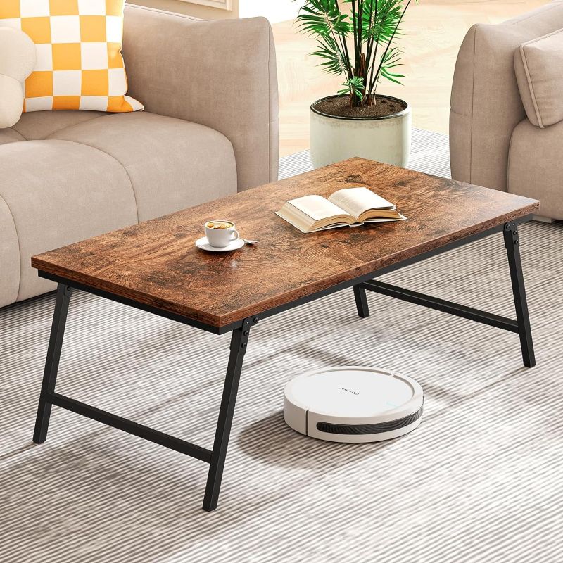 Photo 1 of 
Flycity No Assembly Folding Coffee Table, Leg Latches Portable Sturdy Floor Table Desk for Sitting on The Floor, Low Coffee Table for Living Room, Home, Office, Rustic Brown, 41.34"×21.65"×15.75"