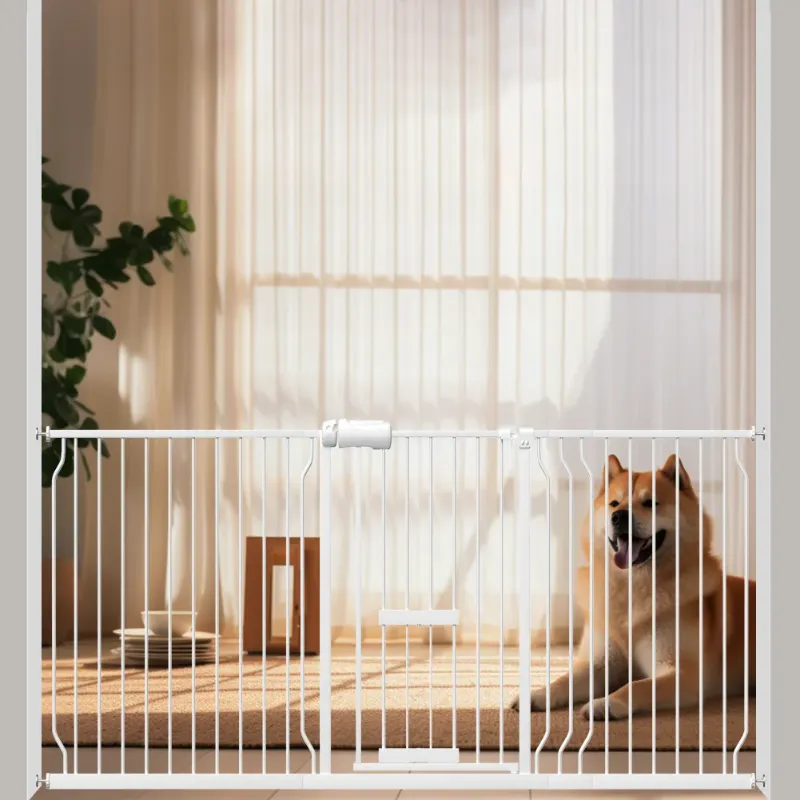 Photo 1 of 
Fairy Baby Baby Safety Gate with Cat Door,76"-86" Extra Wide Pressure Mount Pet Gate White Metal