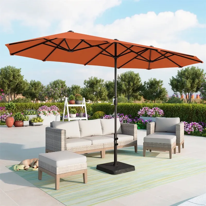 Photo 1 of 
Summit Living 13 ft Large Patio Umbrella Double-Sided Rectangular Outdoor Market Table Umbrella for Outside – Orange Red