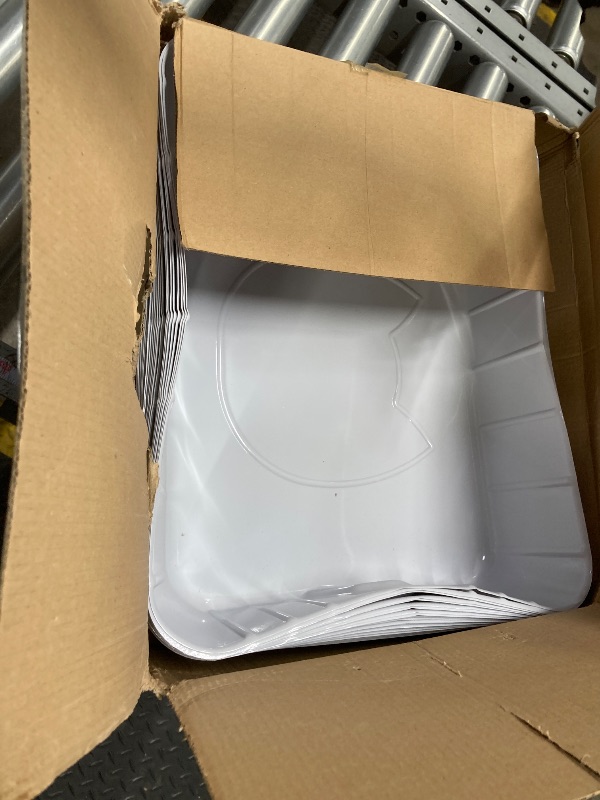 Photo 1 of Bokon 25 Pcs Disposable Litter Boxes for Cats Plastic Cat Litter Tray Large Kitten Pan for Kitty Rabbit Guinea Pig Hamster Pets Supplies Travel Home Toilet, 15.7 x 11.8 x 3 Inches(White)
