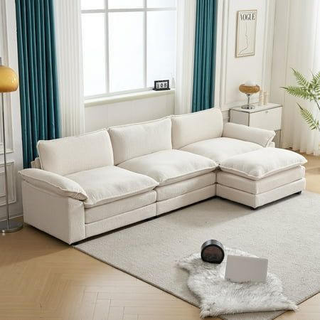 Photo 1 of ***THESE ARE JUST ONE BOX FROM THE WHOLE SET****Ktaxon 120 W Sectional Sofa Modern Convertible Couch with Double Cushions L Shaped Sofa with Reversible Chaise Teddy Velvet Sofa Set with 3 Wider Se