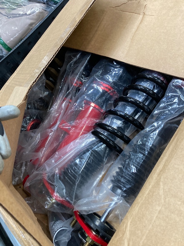 Photo 1 of BDFHYK Coilovers Compatible with Lexus 2016 IS200t/ 2014 2015 IS250 /2016 IS300/ 2014-2016 IS350, Shock Absorber Replacement 4 PCS, Adjustable Height Coilovers Suspension Kit Lowering Kit, Black & Red - Missing one rubber seal