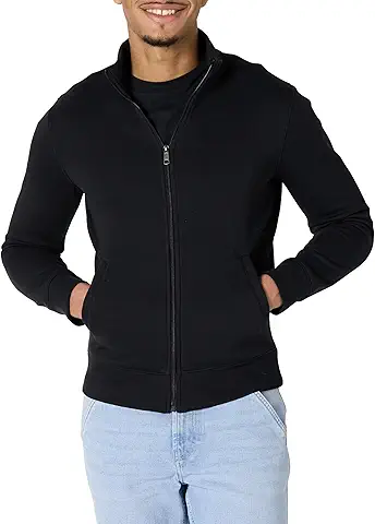 Photo 1 of Amazon Essentials Men's Sweatshirt, Mock Neck, Fleece Zip Up, Washed Black, Medium