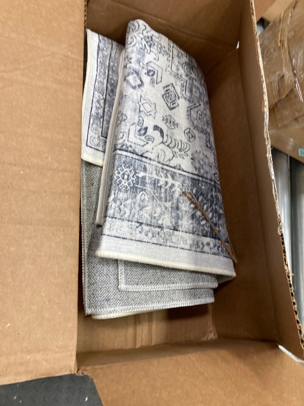 Photo 1 of ***HAS SOME STAINS**MeyJey 2'x6' Boho Runner Rug for Hallways, Non Slip Machine Washable Rugs Vintage Indoor Floor Carpet for Bedroom Kitchen Living Room Laundry Room, Light Gray
