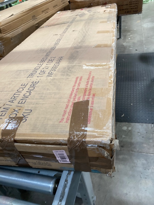 Photo 1 of ***BOX 1 OF 2 ONLY/JUST HEADBOARD/INCOMPLETE SET**Queen Size Upholstered Platform Bed With Twin Size TRUNDLE AND USB BEIGE