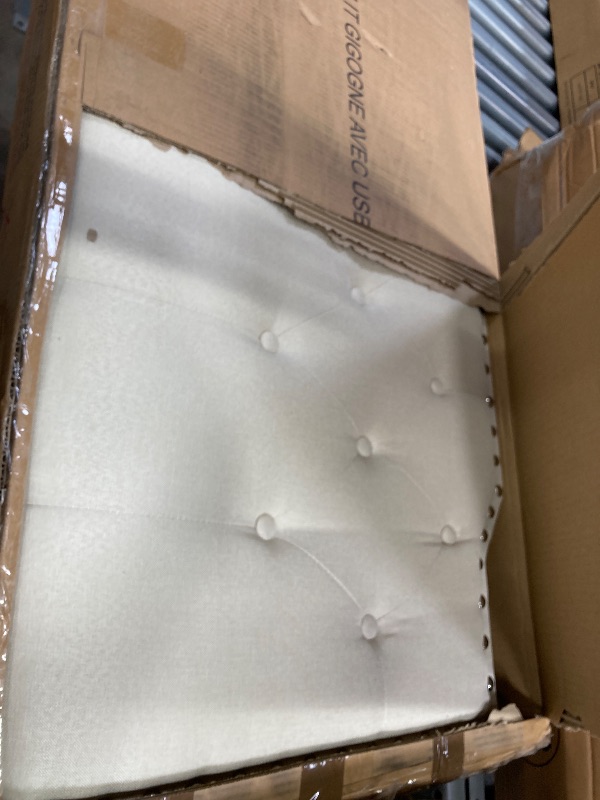 Photo 1 of ***BOX 1 OF 2 ONLY/JUST HEADBOARD/INCOMPLETE SET**Queen Size Upholstered Platform Bed With Twin Size TRUNDLE AND USB BEIGE